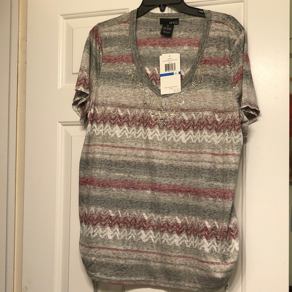 Erika Multicolor Striped V-Neck Top